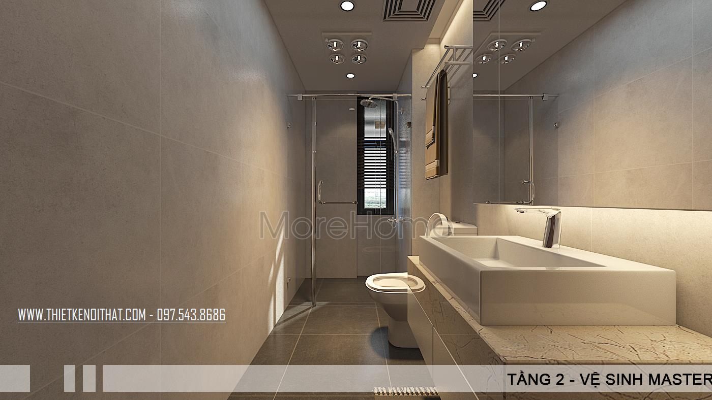 Thiết kế nội thất phòng tắm biệt thư Vinhome Thăng Long, Hoài Đức, Hà Nội